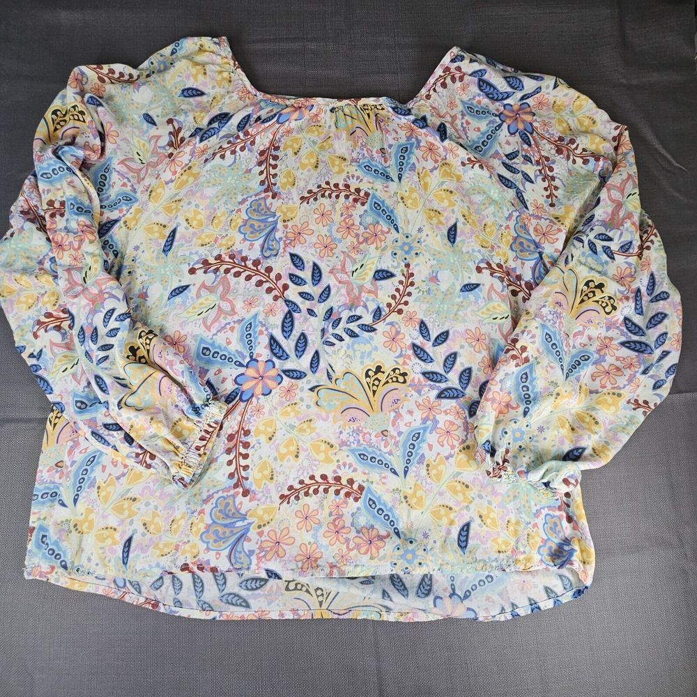 Tolani Collection Multi color floral Print Boho Top Size Large